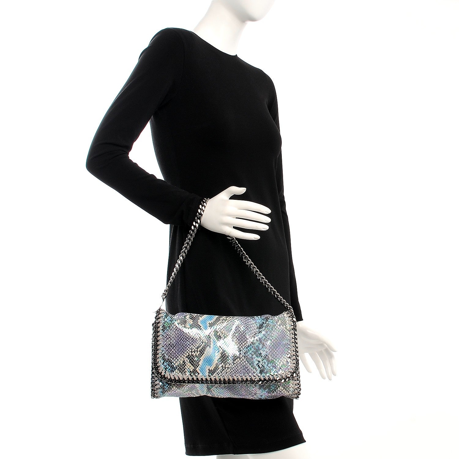 Stella McCartney Python Oleografic Falabella Clutch Navy 2 of 7