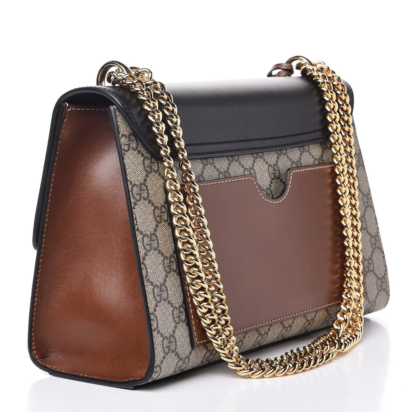 GG Supreme Monogram Calfskin Medium Padlock Shoulder Bag Beige Black Cuir