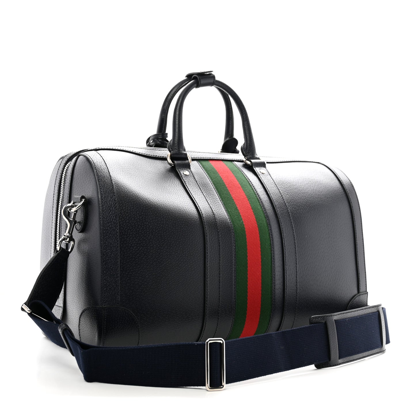 Textured Dollar Calfskin Web Medium Savoy Duffle Bag Blue