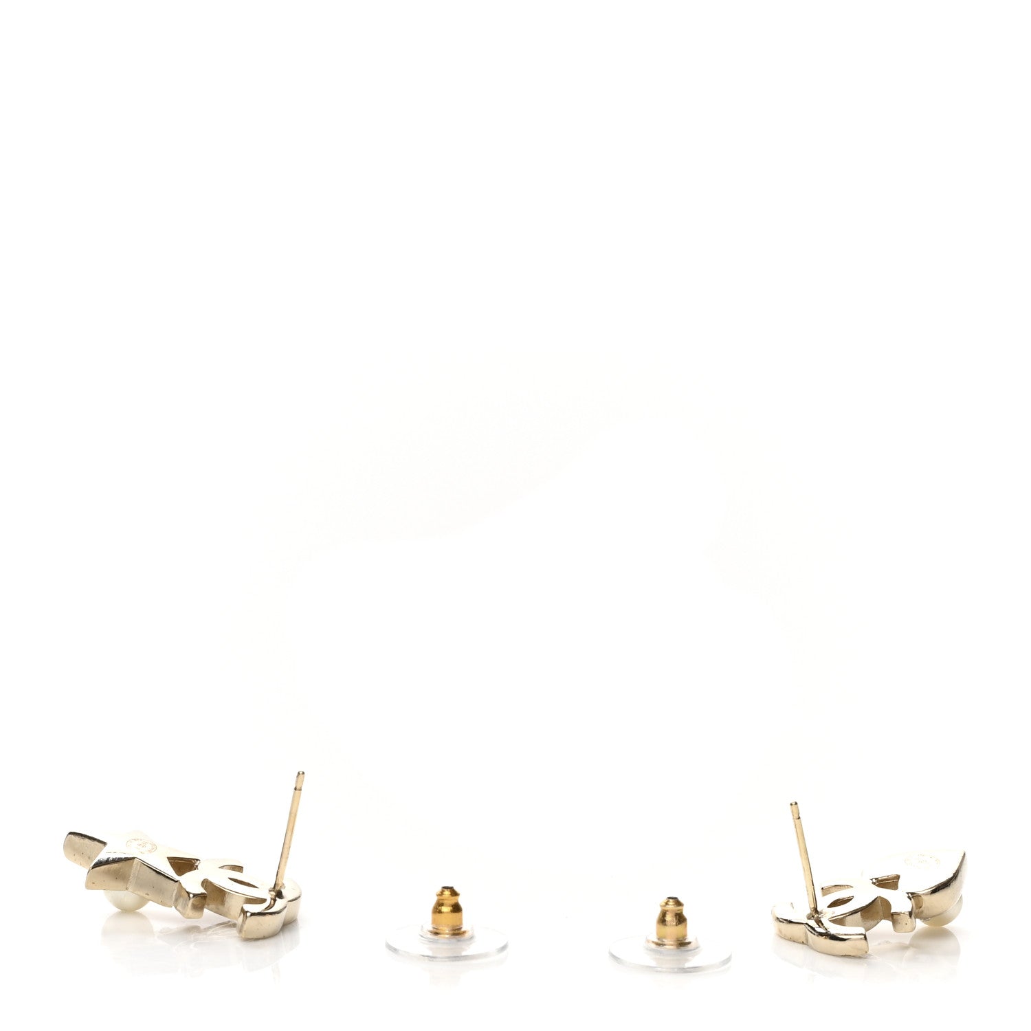 Chanel Crystal Pearl Charming Winter CC Star Heart Earrings Gold 3 of 4