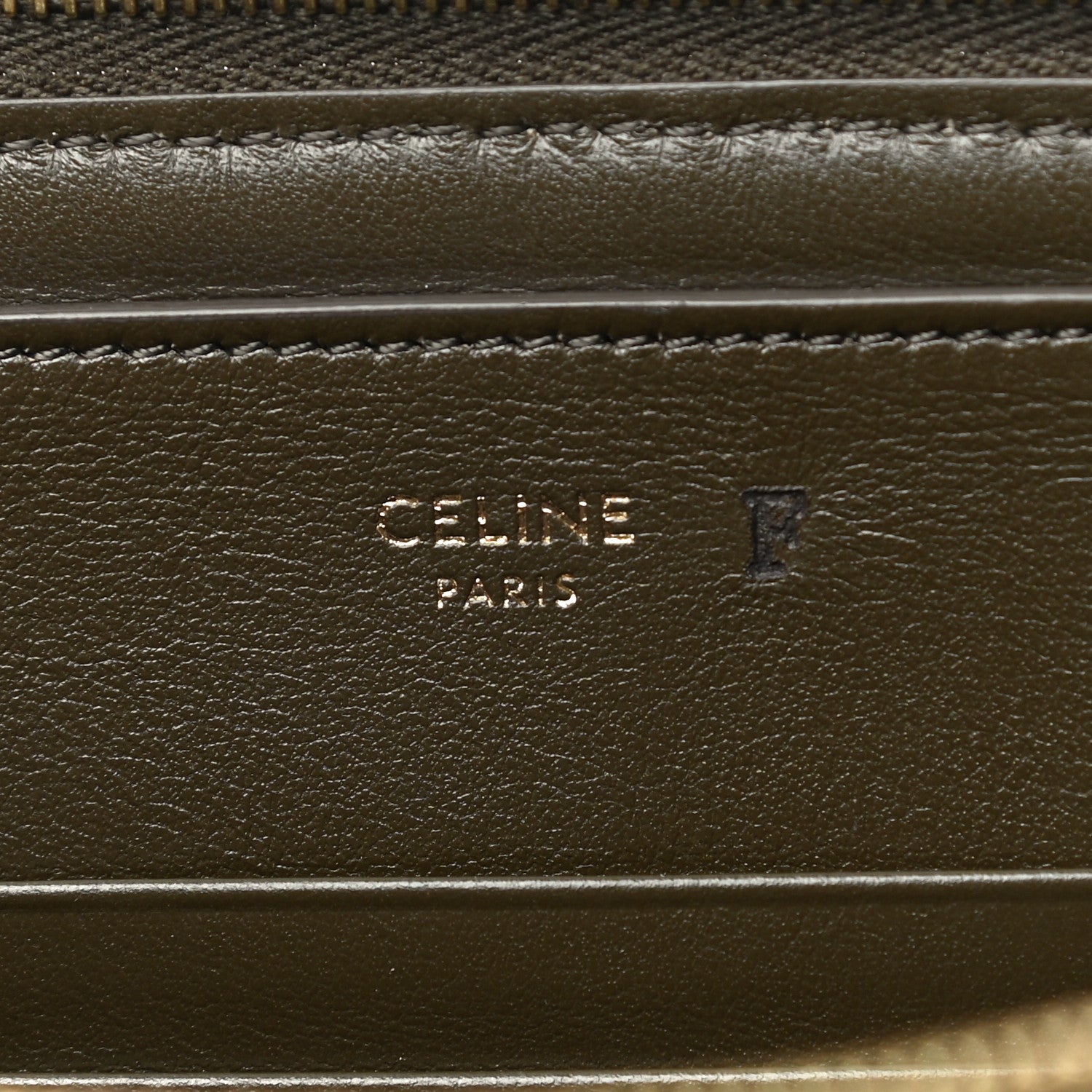 Celine Calfskin Quilted C Charm Pouch Khaki 6 of 13
