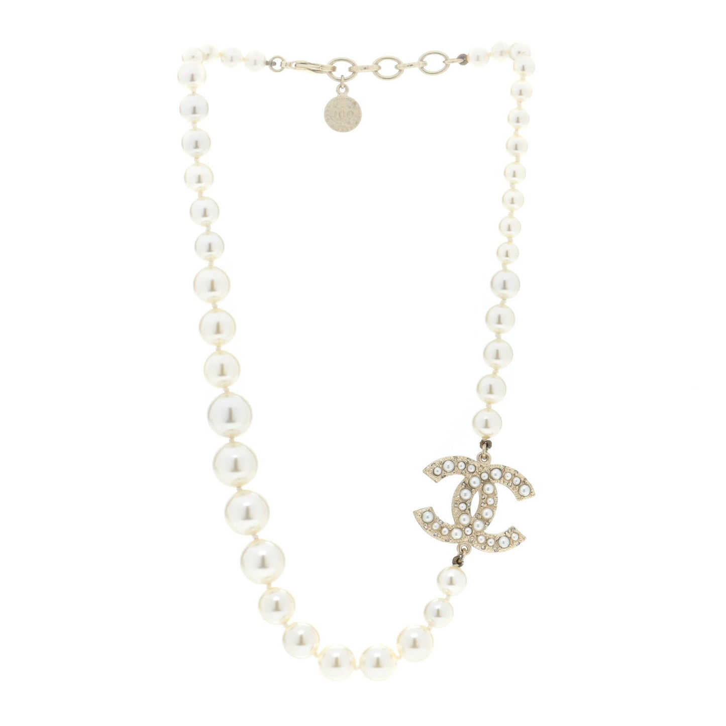 Pearl CC 100th Anniversary Necklace Light Gold