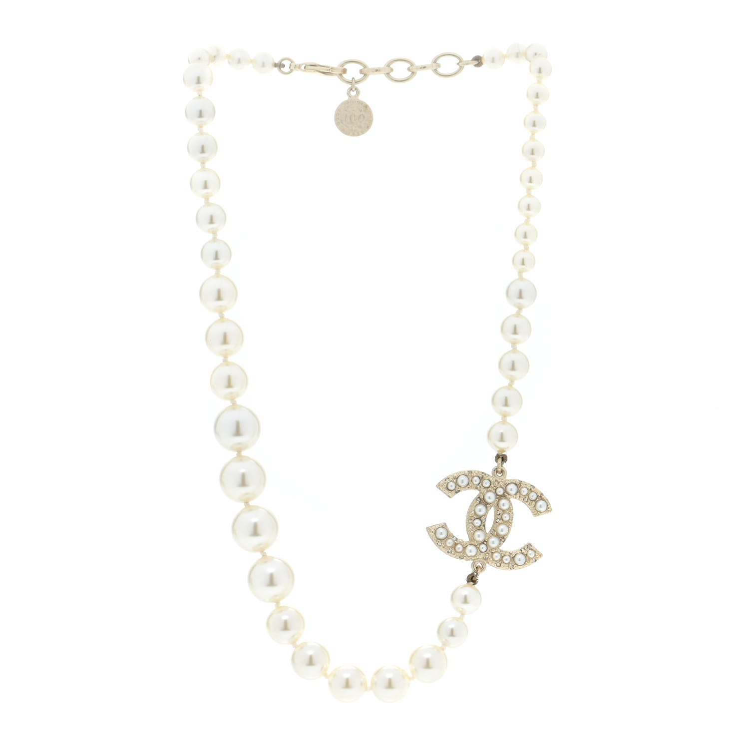 Chanel Pearl CC 100th Anniversary Necklace Light Gold 3 of 7