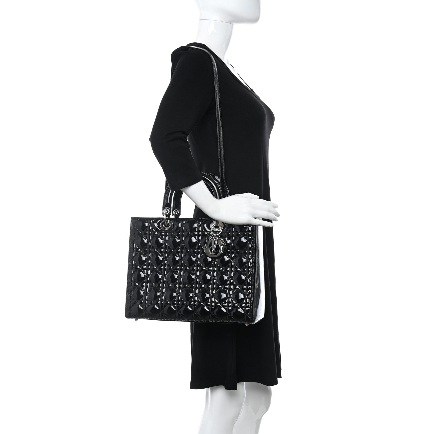 Christian Dior Patent Cannage Large Lady Dior Black 2 of 15