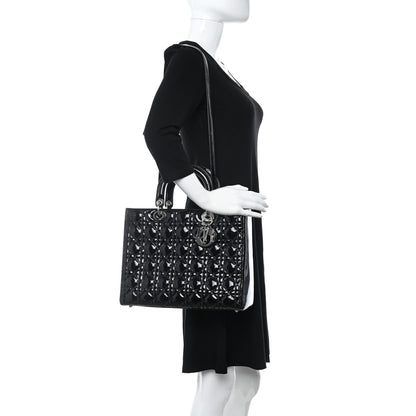Christian Dior Patent Cannage Large Lady Dior Black 2 of 15