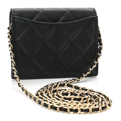 Chanel Caviar Quilted Flap Card Holder On Chain Black 3 of 12