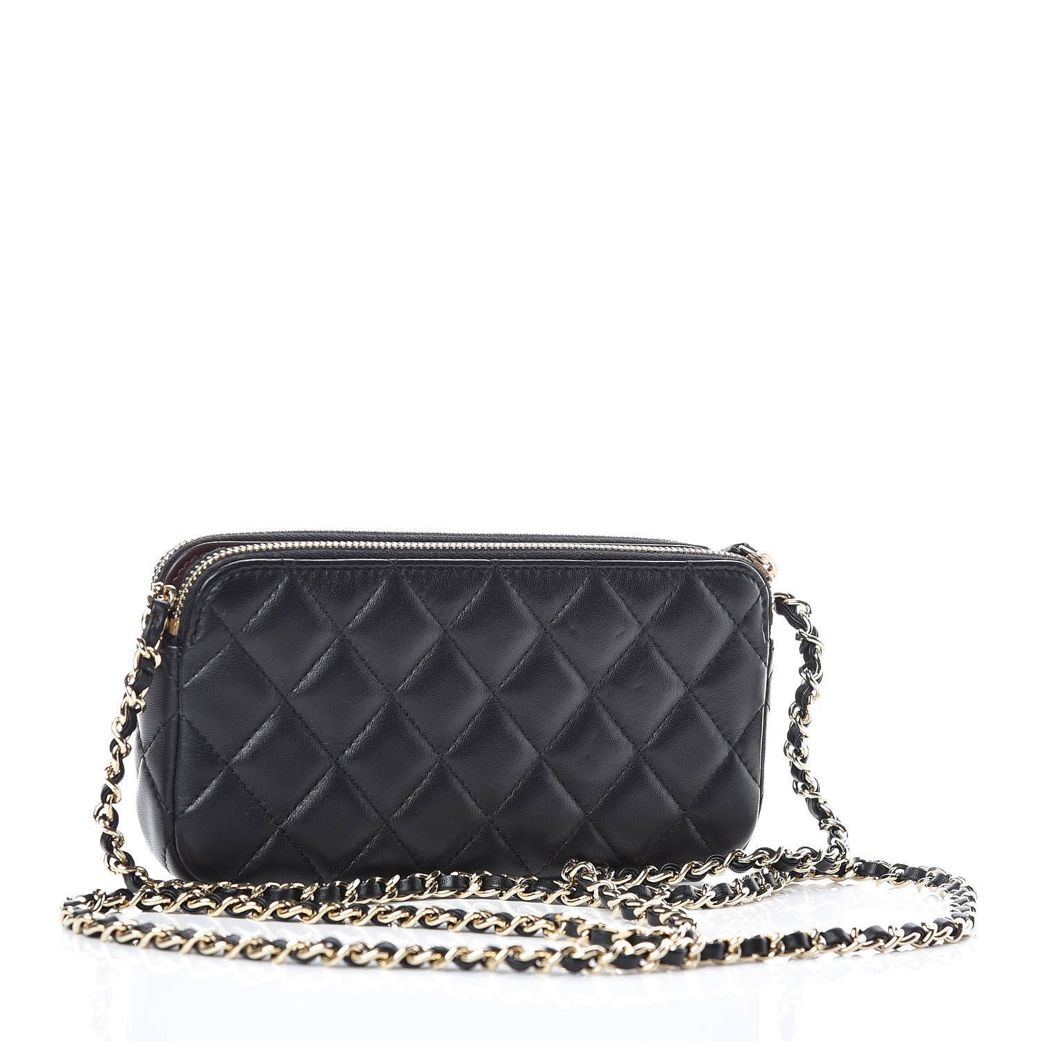 Chanel Lambskin Quilted Small Clutch With Chain Black 3 of 16