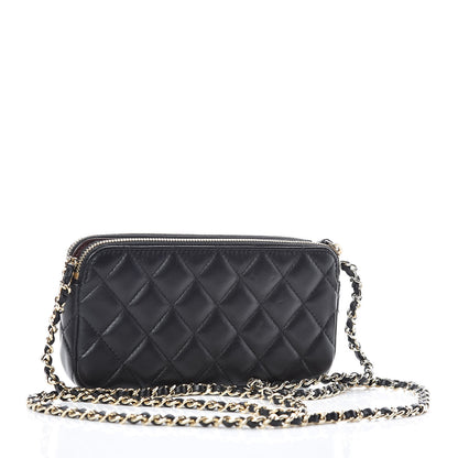 Chanel Lambskin Quilted Small Clutch With Chain Black 3 of 16