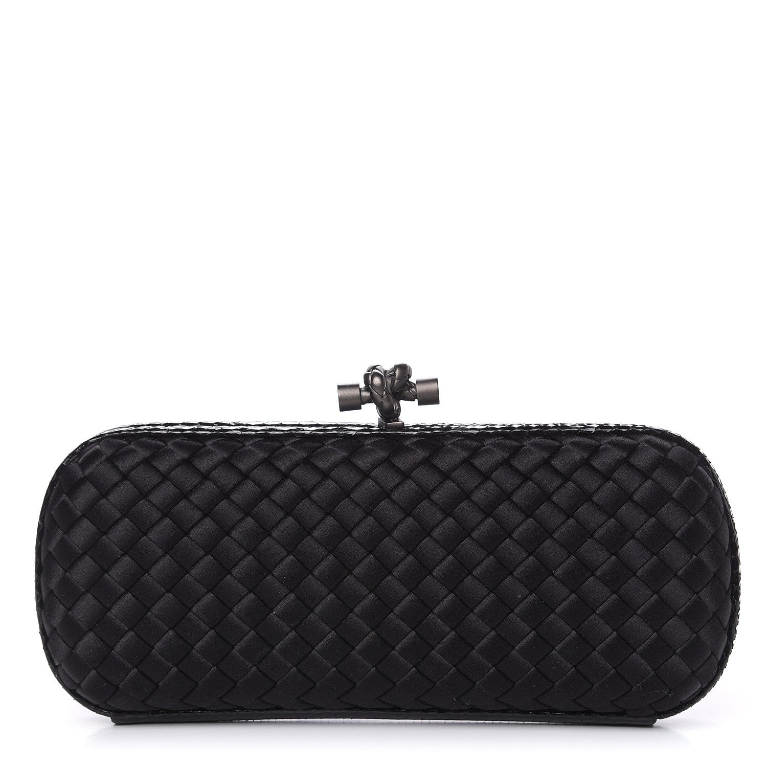 Bottega Veneta Satin Ayers Intreccio Impero Stretch Knot Clutch Black 1 of 10