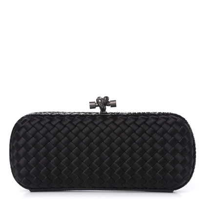 Bottega Veneta Satin Ayers Intreccio Impero Stretch Knot Clutch Black 1 of 10