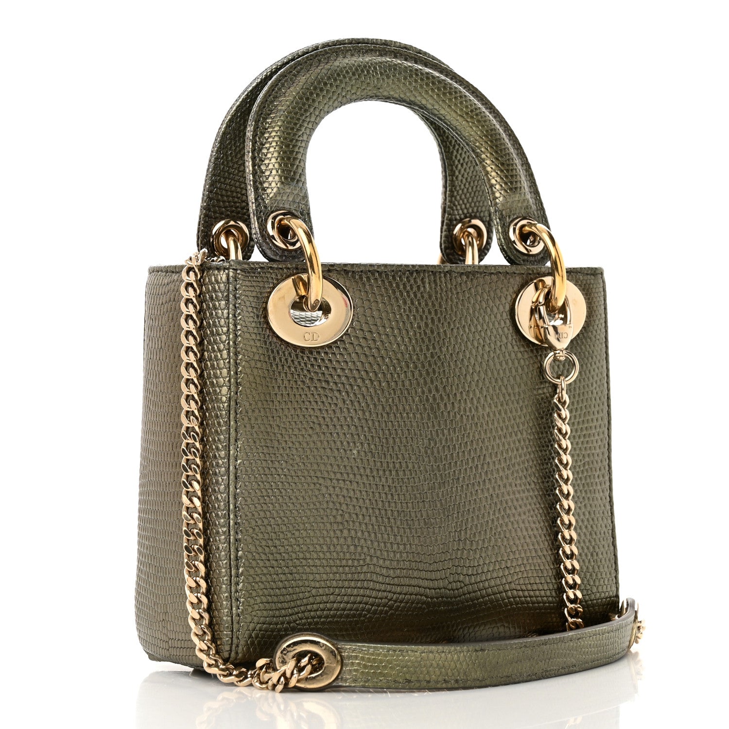 Christian Dior Metallic Lizard Mini Lady Dior Green 3 of 13