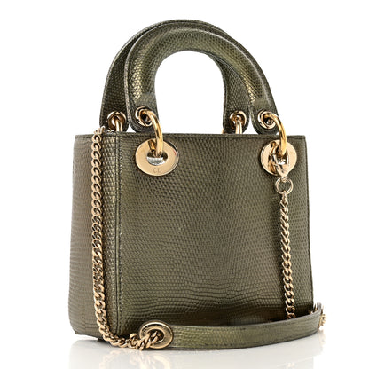 Christian Dior Metallic Lizard Mini Lady Dior Green 3 of 13