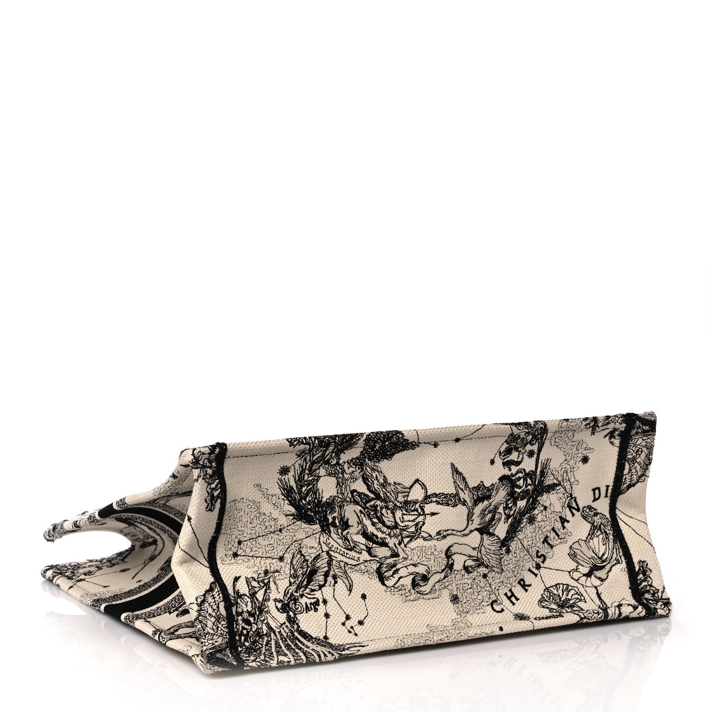 Canvas Embroidered Large Toile De Jouy Book Tote Latte
