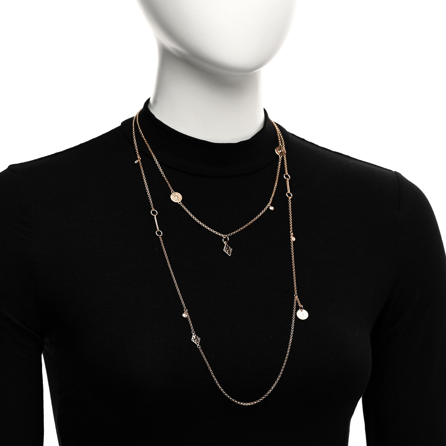 Hermes 18K Rose Gold Diamond Long Gambade Necklace 2 of 6