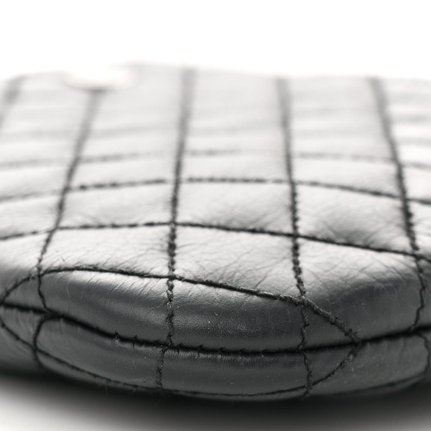 Aged Calfskin Quilted Crossbody Bag Black