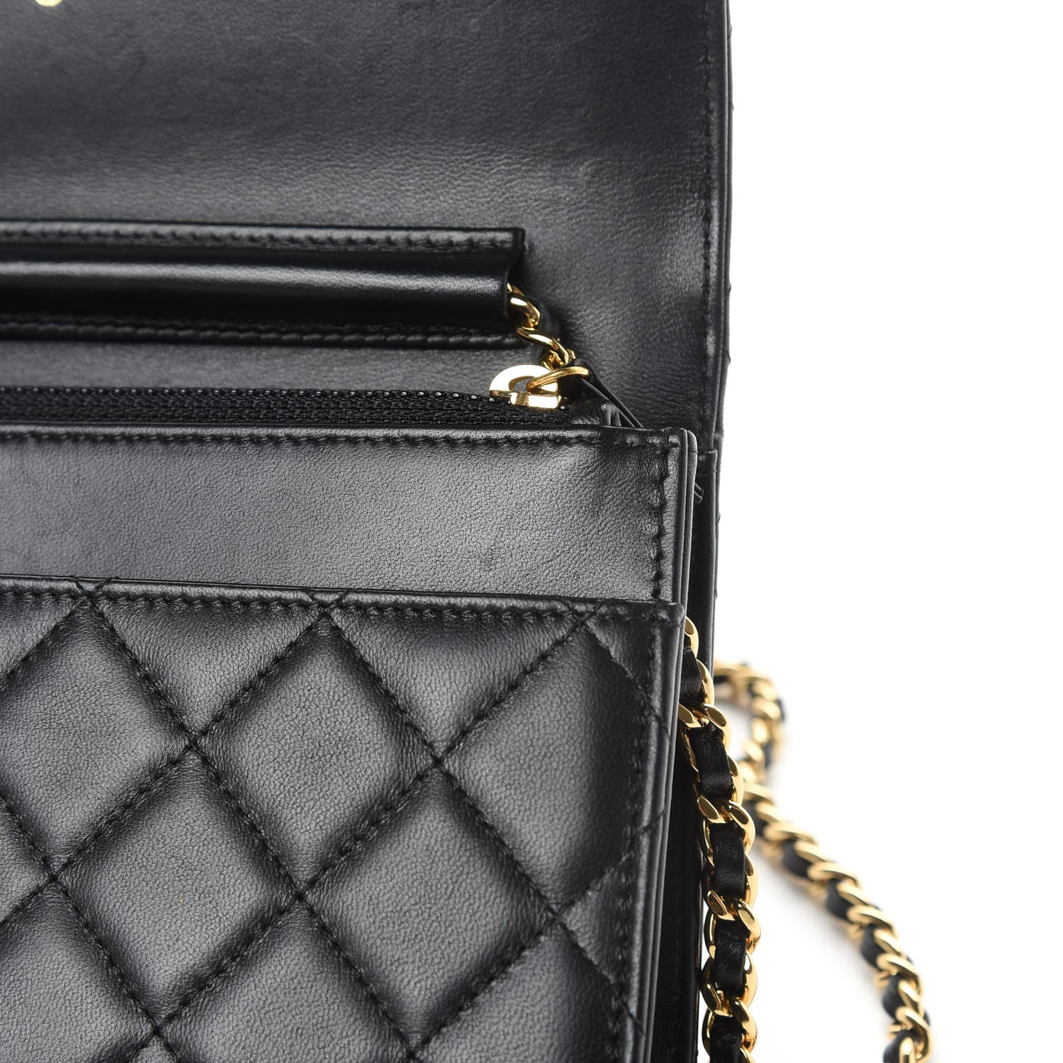 Chanel Lambskin Quilted Wallet On Chain WOC Black 13 of 16