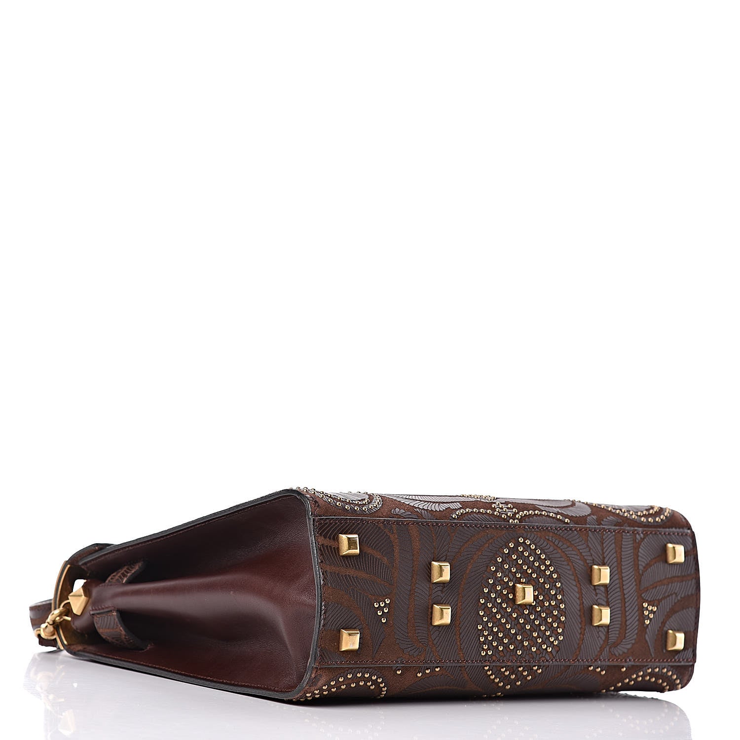 Valentino Garavani Calfskin Embossed Studded Medium My Rockstud Frame Bag Cacao 4 of 12