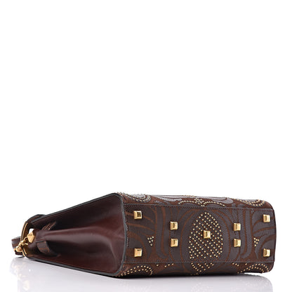Valentino Garavani Calfskin Embossed Studded Medium My Rockstud Frame Bag Cacao 4 of 12