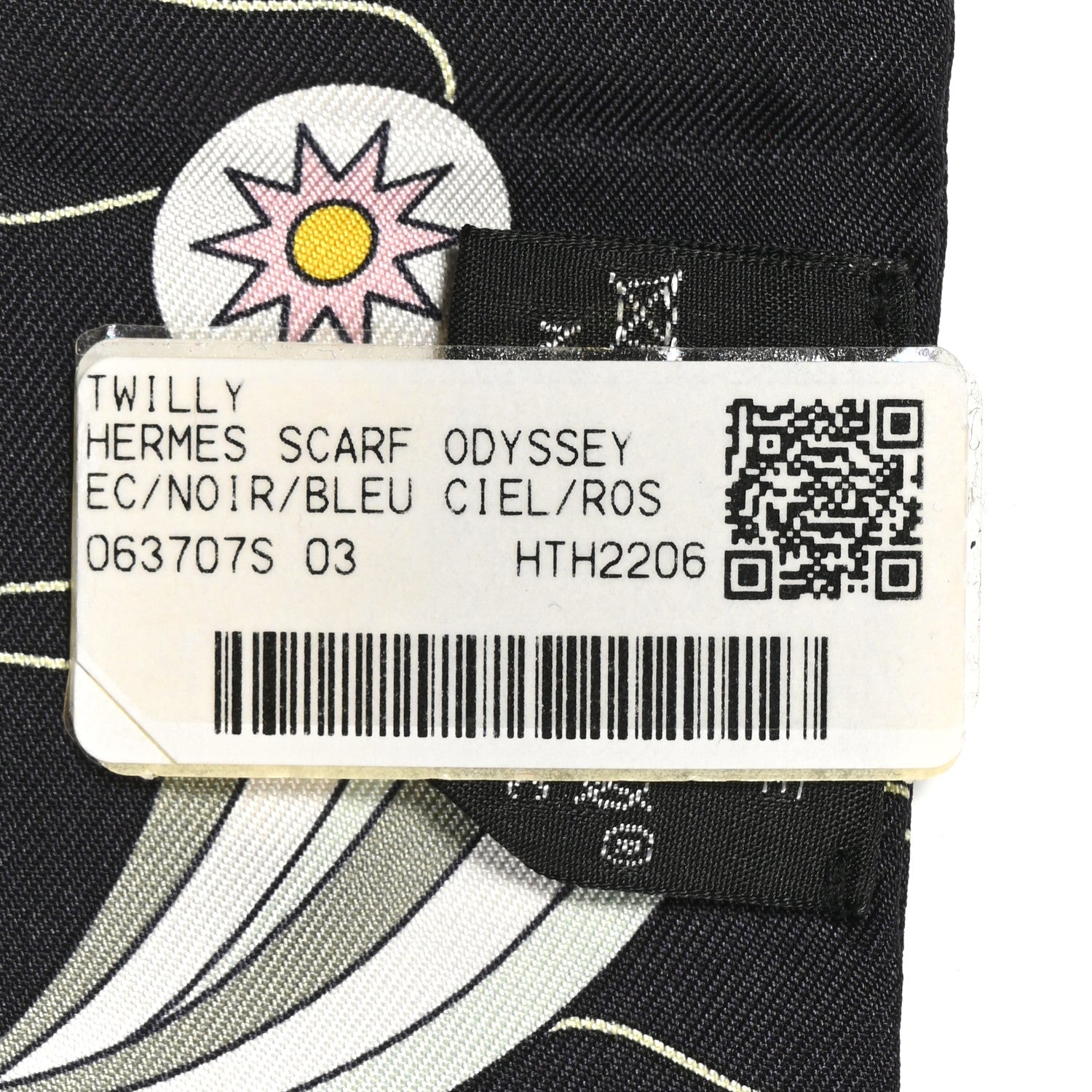 Hermes Silk Odyssey Twilly Black Bleu Ciel Rose 3 of 4