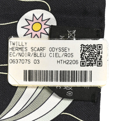 Hermes Silk Odyssey Twilly Black Bleu Ciel Rose 3 of 4