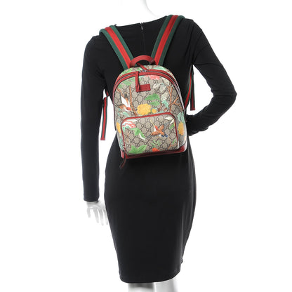 Gucci GG Supreme Monogram Tian Web Small Day Backpack Beige Multicolor Red 2 of 8