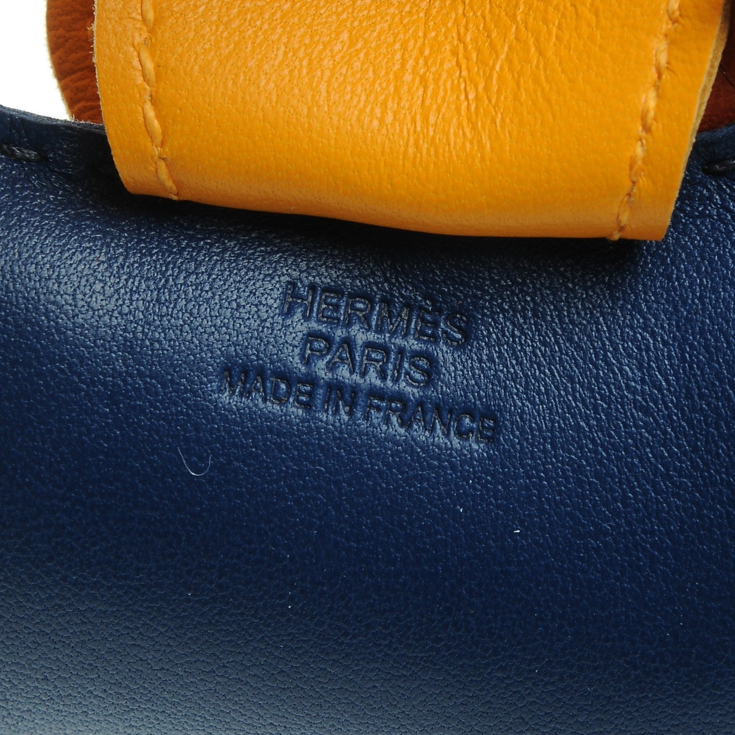 Hermes Milo Lambskin Grigri Rodeo Horse Bag Charm MM Bleu de Malte Cornaline Jaune D'Or 3 of 5
