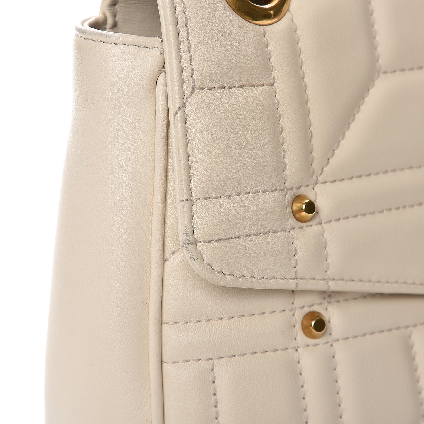 Calfskin Matelasse Studded Medium GG Marmont Shoulder Bag White