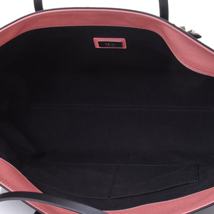 Fendi Vitello Elite Flowerland Medium Roll Tote Black 4 of 4