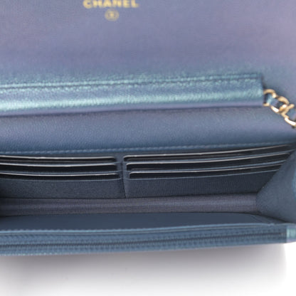 Chanel Iridescent Caviar Quilted Wallet On Chain WOC Dark Blue 5 of 12