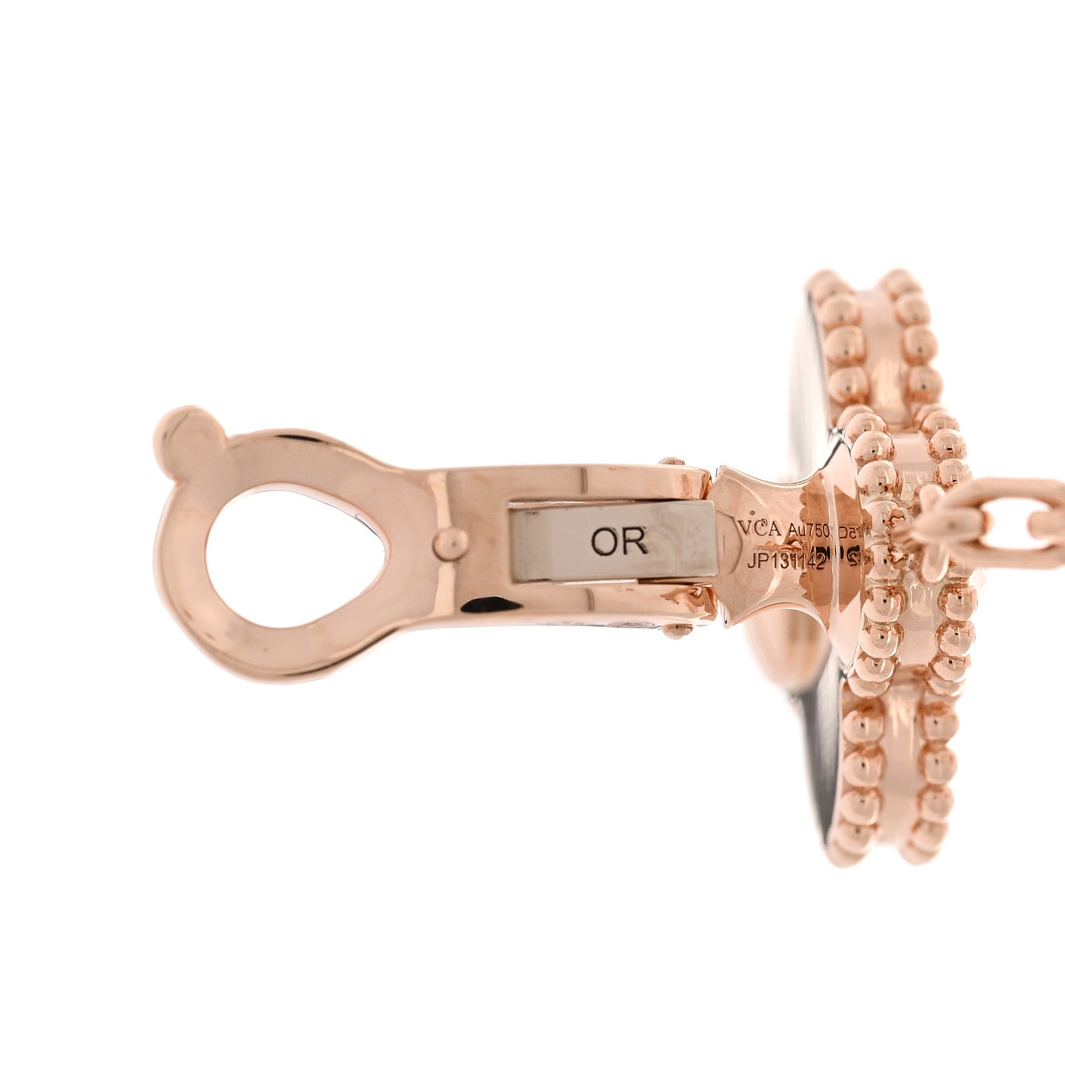 Van Cleef & Arpels 18K Rose Gold Guilloche Carnelian 2 Motifs Magic Alhambra Earrings 4 of 5