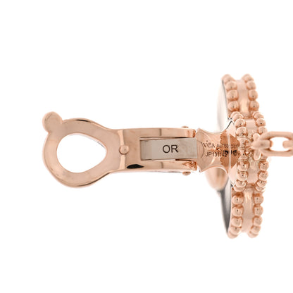 Van Cleef & Arpels 18K Rose Gold Guilloche Carnelian 2 Motifs Magic Alhambra Earrings 4 of 5
