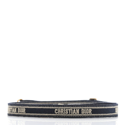 Christian Dior Canvas Embroidered Shoulder Strap Blue White 2 of 5