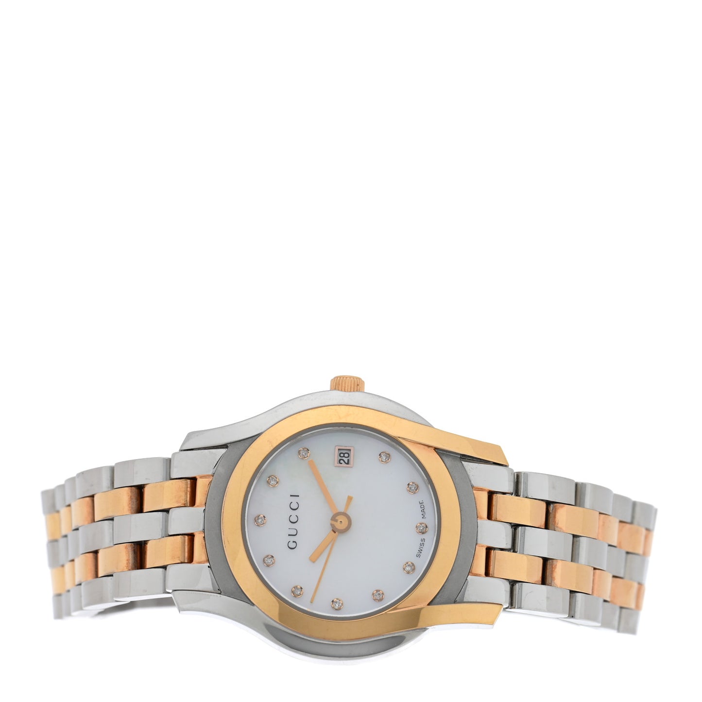 Stainless Steel Diamond Mother of Pearl 27mm 5500L Two Tone Quartz Watch