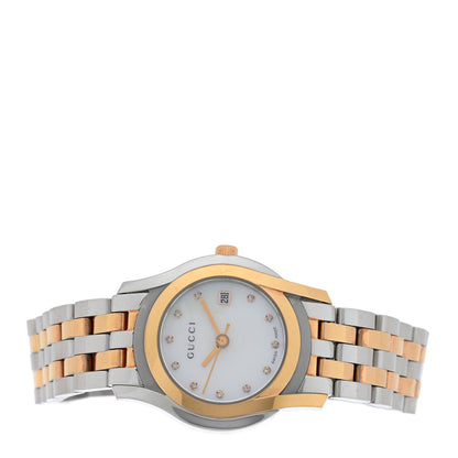 Gucci Stainless Steel Diamond Mother of Pearl 27mm 5500L Two Tone Quartz Watch 2 of 4