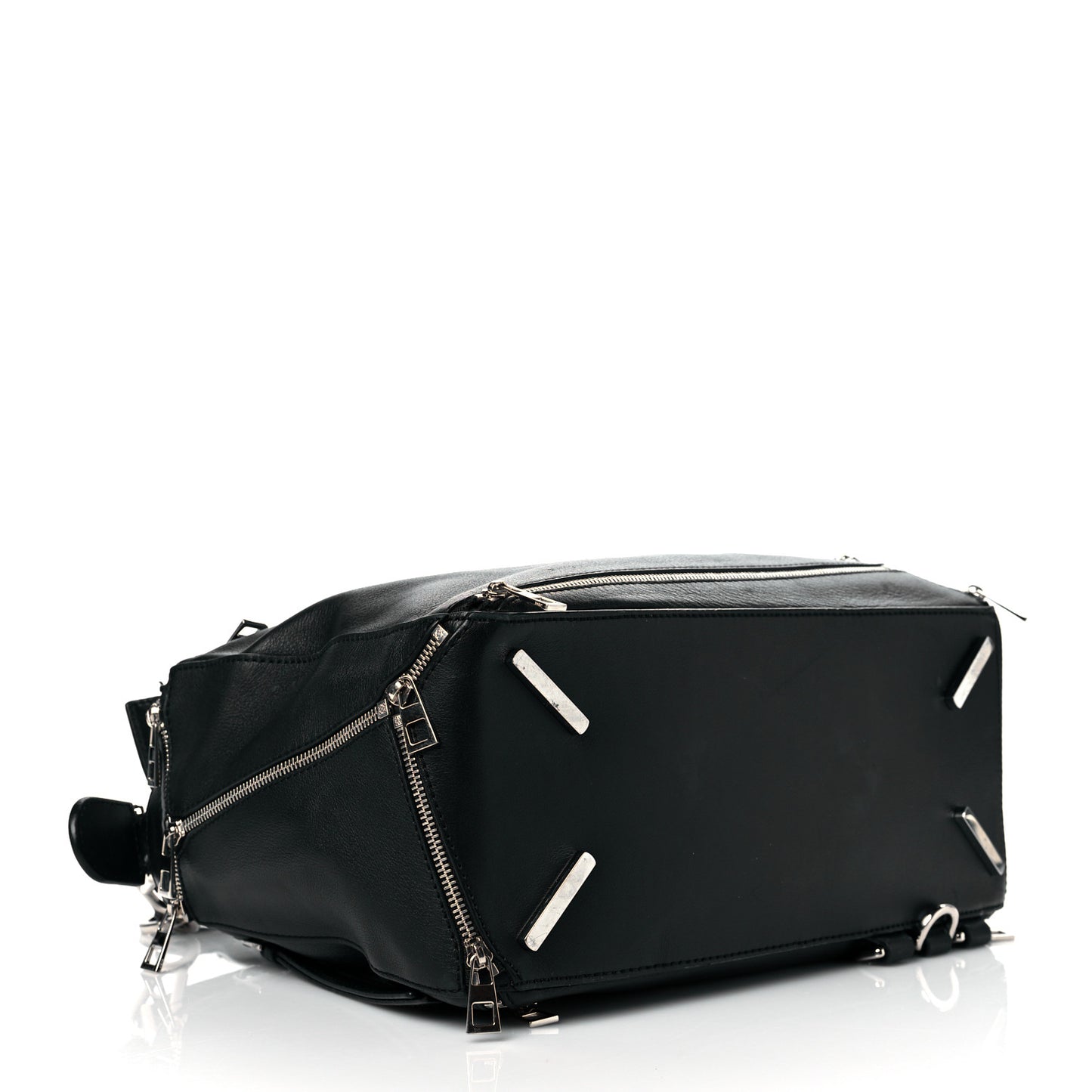 Calfskin Zipper Puzzle Bag Black