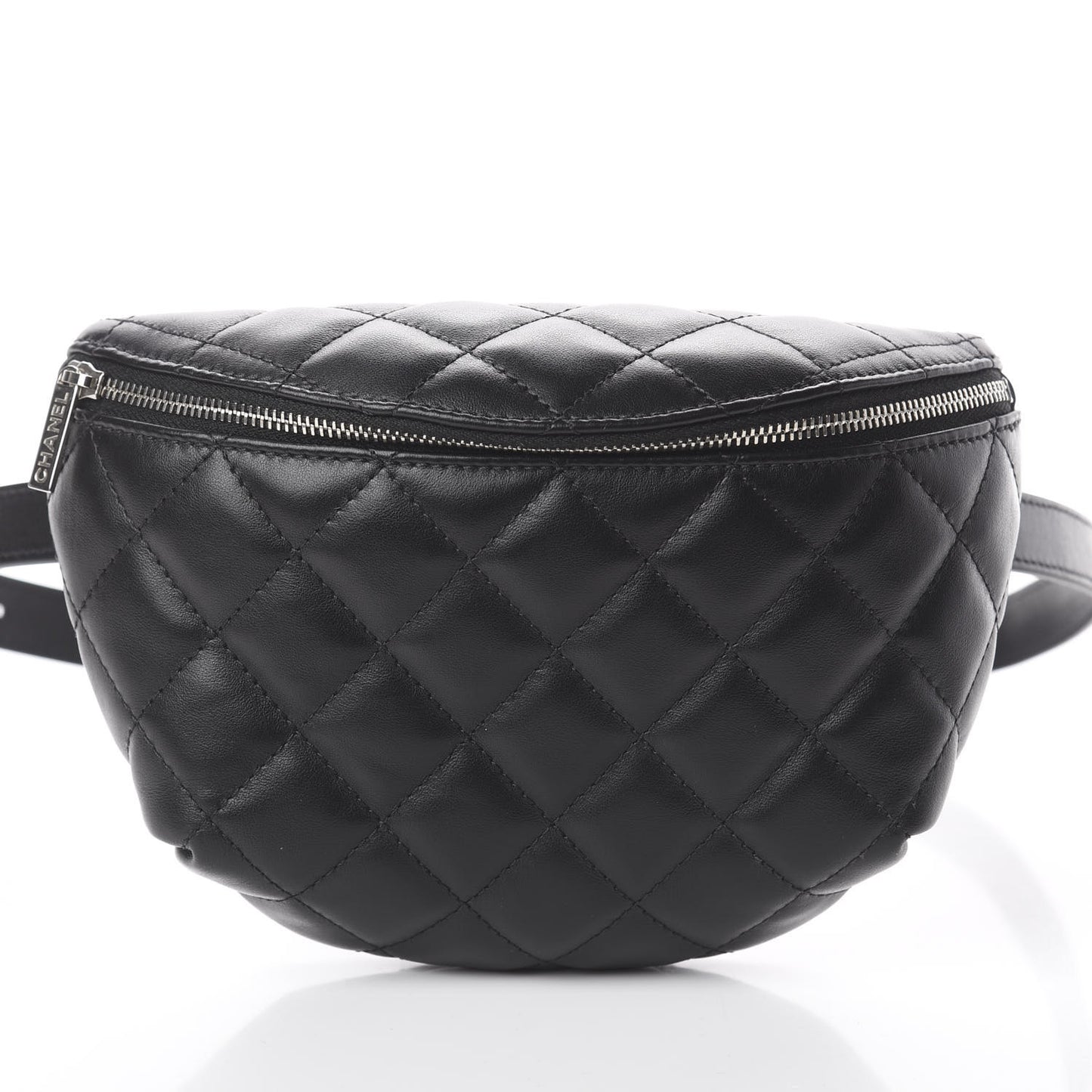 Lambskin Quilted Waist Belt Bag Black