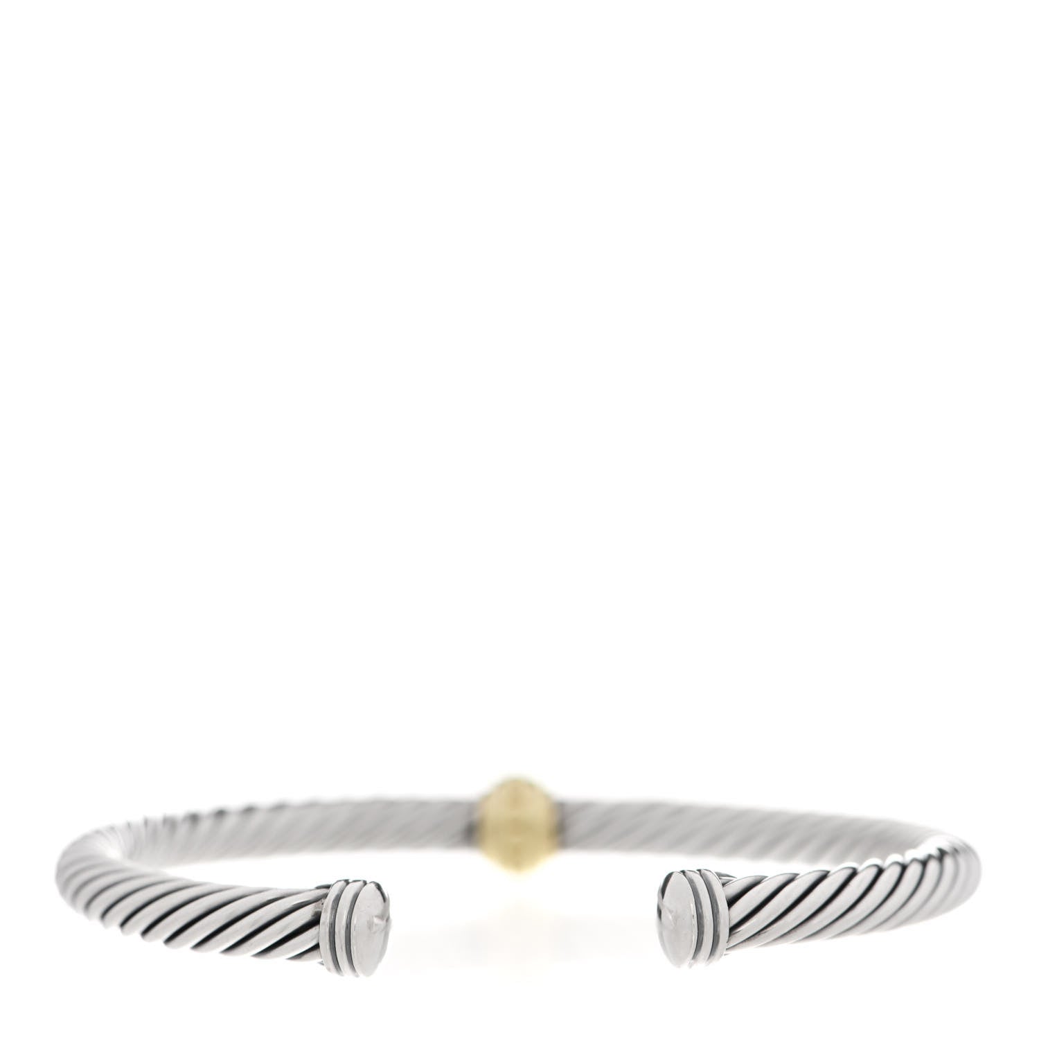 David Yurman Sterling Silver 14K Yellow Gold 5mm Cable Classics Single Station Bracelet 2 of 4