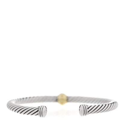 David Yurman Sterling Silver 14K Yellow Gold 5mm Cable Classics Single Station Bracelet 2 of 4