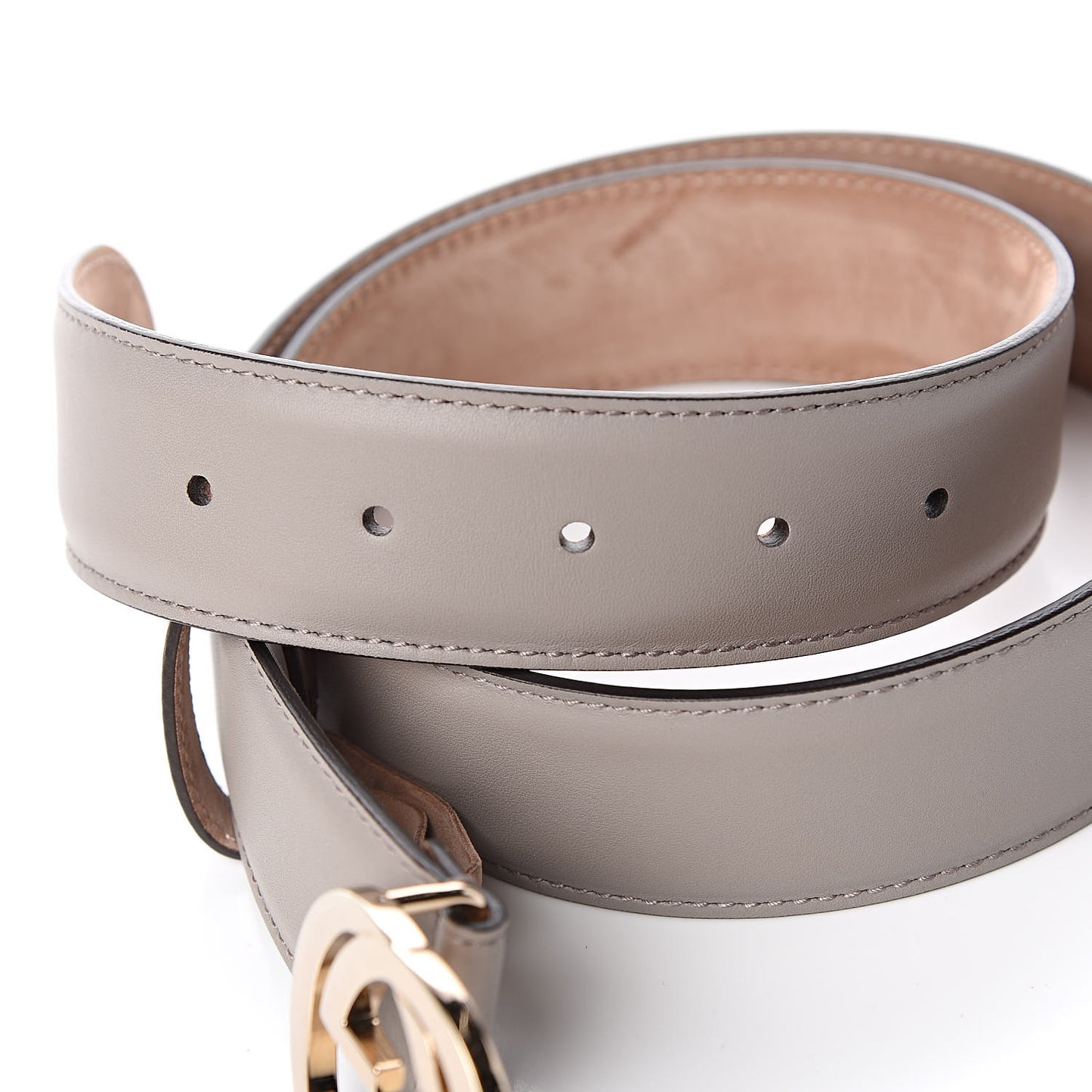 Moon Calfskin Interlocking G 37mm Belt 85 34 Storm Grey