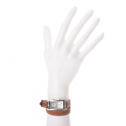 Hermes Stainless Steel Barenia 20mm Cape Cod Double Tour Deux Zones Quartz Watch Fauve 2 of 8