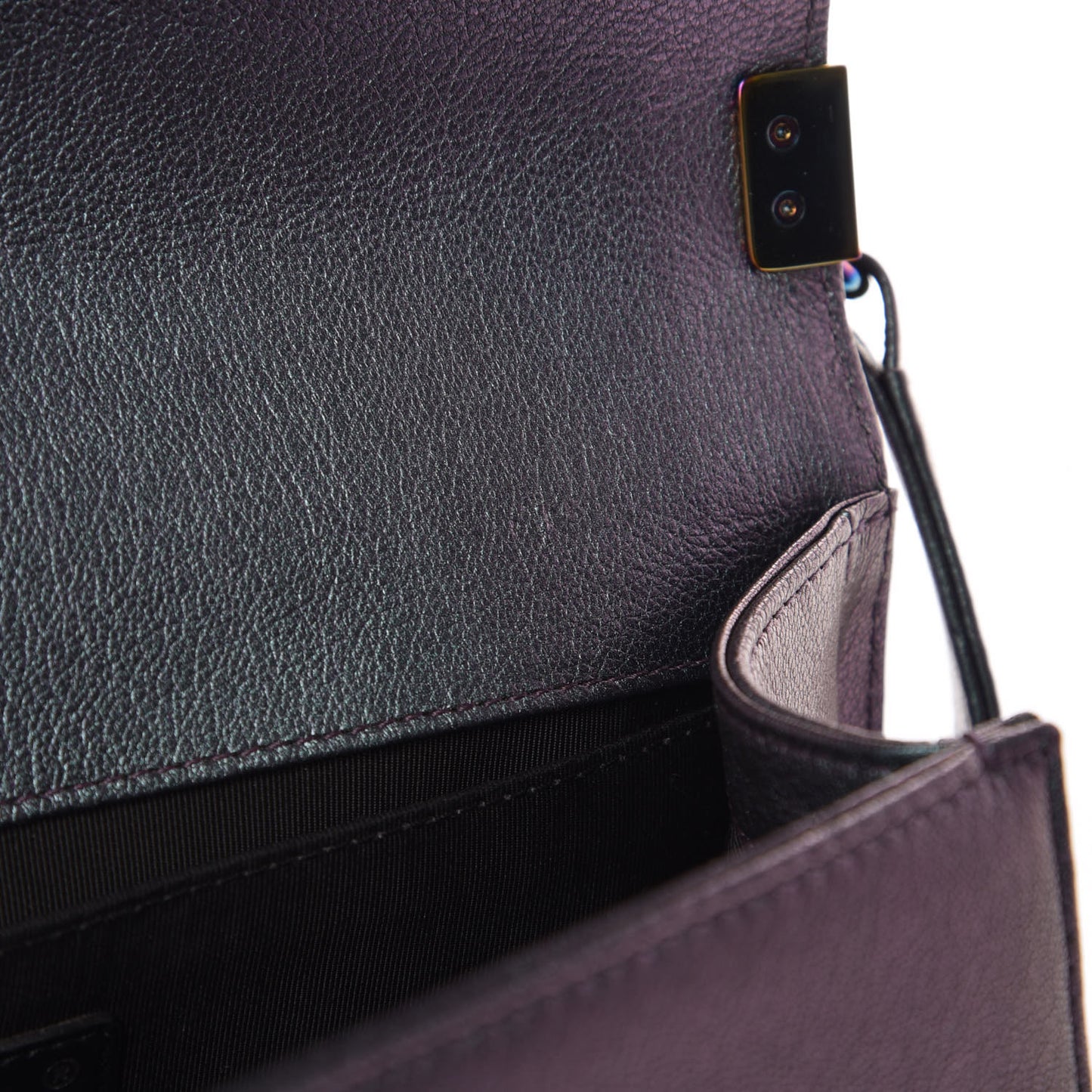 Iridescent Goatskin Quilted Medium Boy Flap Purple
