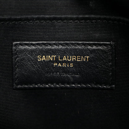 Saint Laurent Patent Calfskin Crocodile Embossed Monogram Lou Camera Bag Black 6 of 16