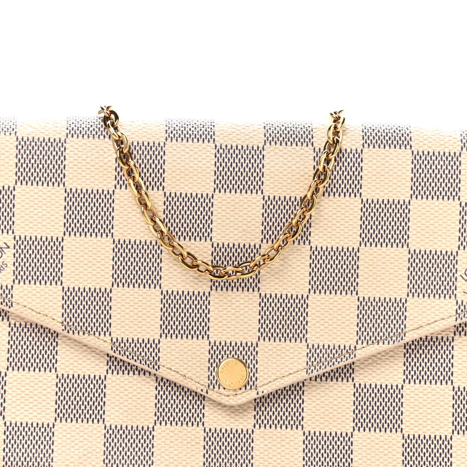 Louis Vuitton Damier Azur Pochette Felicie Chain Wallet Rose Ballerine 9 of 11