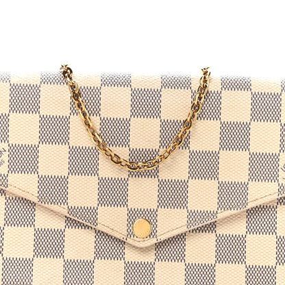 Louis Vuitton Damier Azur Pochette Felicie Chain Wallet Rose Ballerine 9 of 11