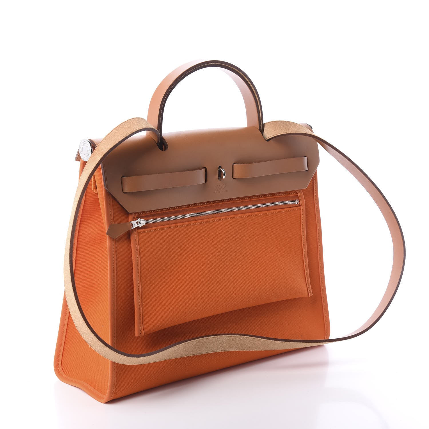 Hermes Vache Hunter Toile Herbag Zip 31 PM Orange 3 of 9