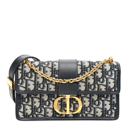Christian Dior Oblique 30 Montaigne East West Chain Flap Bag Blue 1 of 9