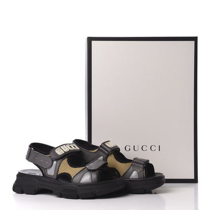 Gucci X SEGA Nappa Mesh Mens Aguru Sandals 8 Loess Black 8 of 8