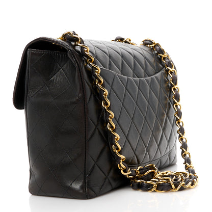 Chanel Lambskin Quilted XL Jumbo Single Flap Black 3 of 12