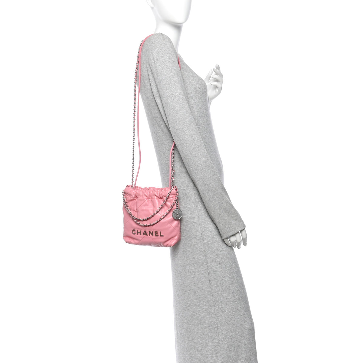 Shiny Calfskin Quilted Mini Chanel 22 Pink