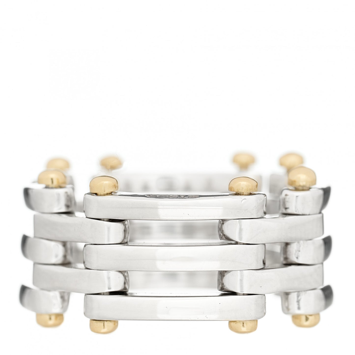Sterling Silver 18K Yellow Gold Gatelink Ring 56 7.5